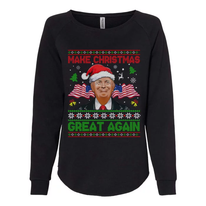 Make Christmas Great Again Funny Trump Ugly Christmas Cute Gift Womens California Wash Sweatshirt