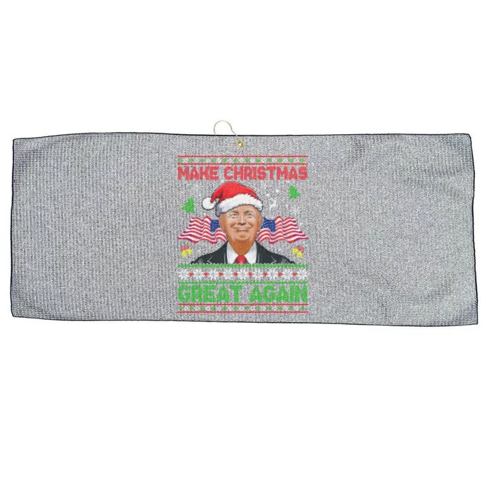 Make Christmas Great Again Funny Trump Ugly Christmas Cute Gift Large Microfiber Waffle Golf Towel