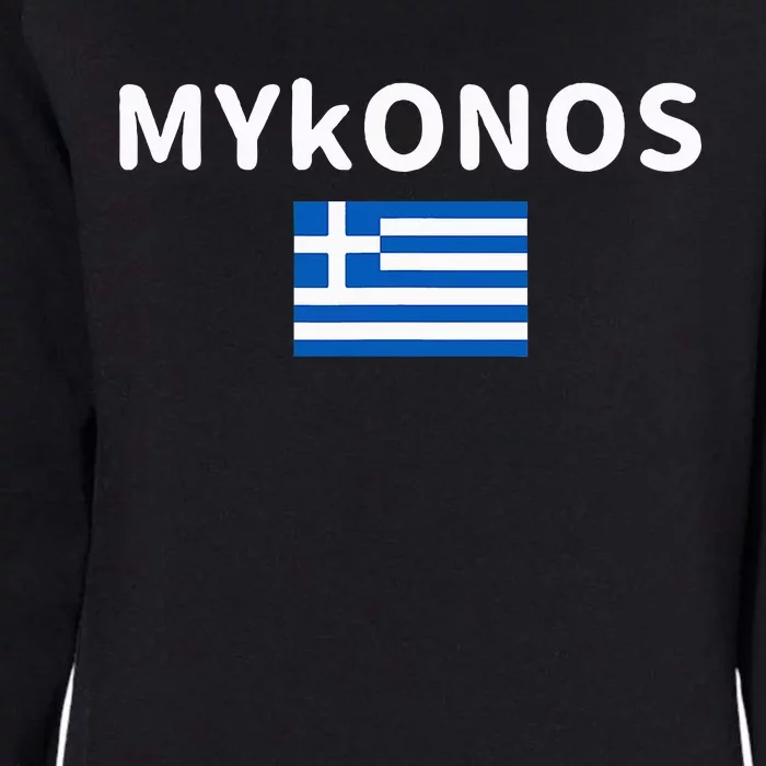 Mykonos City Greece Greek Flag Print Womens California Wash Sweatshirt