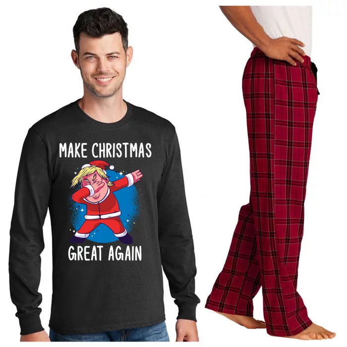 Make Christmas Great Again Santa Trump Dabbing Gift Long Sleeve Pajama Set