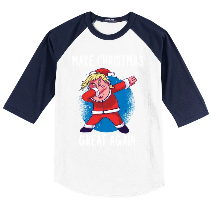 Make Christmas Great Again Santa Trump Dabbing Gift Baseball Sleeve Shirt