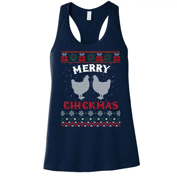 Merry Chickmas Gift For Christmas Lovers Women's Racerback Tank