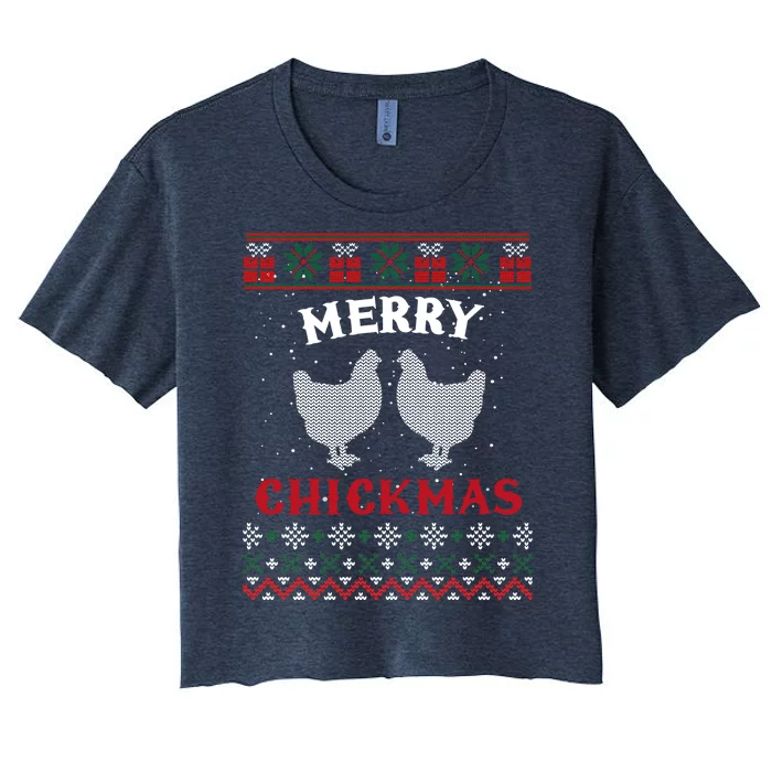 Merry Chickmas Gift For Christmas Lovers Women's Crop Top Tee