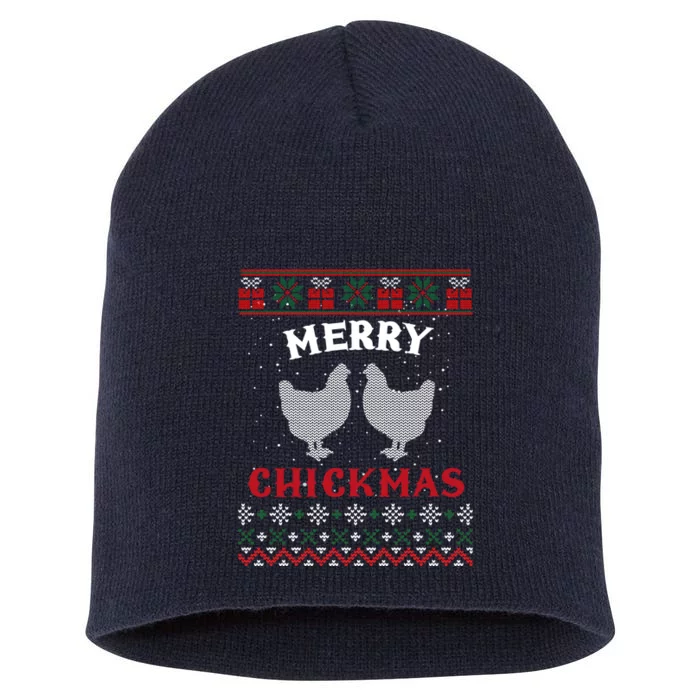 Merry Chickmas Gift For Christmas Lovers Short Acrylic Beanie