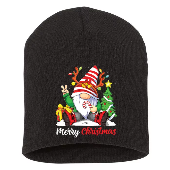 Merry Christmas Gnome Family Christmas Shirts For Women Short Acrylic Beanie