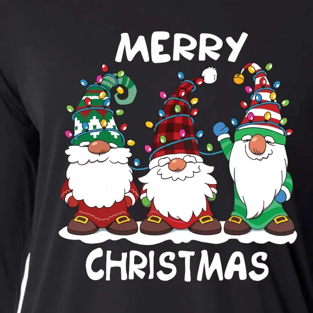 Merry Christmas Gnomes Xmas Family Women Cooling Performance Long Sleeve Crew