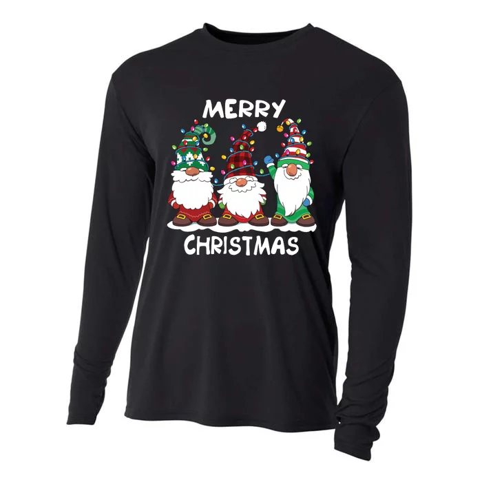 Merry Christmas Gnomes Xmas Family Women Cooling Performance Long Sleeve Crew