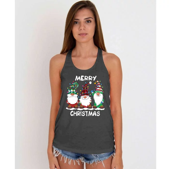 Merry Christmas Gnomes Xmas Family Women Women's Knotted Racerback Tank