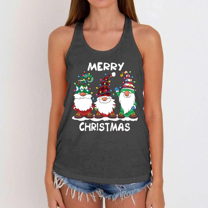 Merry Christmas Gnomes Xmas Family Women Women's Knotted Racerback Tank