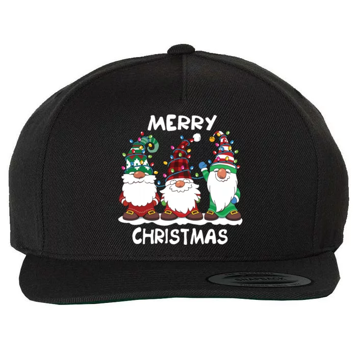 Merry Christmas Gnomes Xmas Family Women Wool Snapback Cap