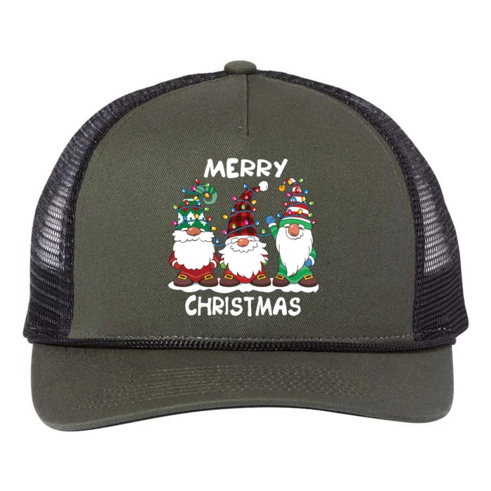 Merry Christmas Gnomes Xmas Family Women Retro Rope Trucker Hat Cap