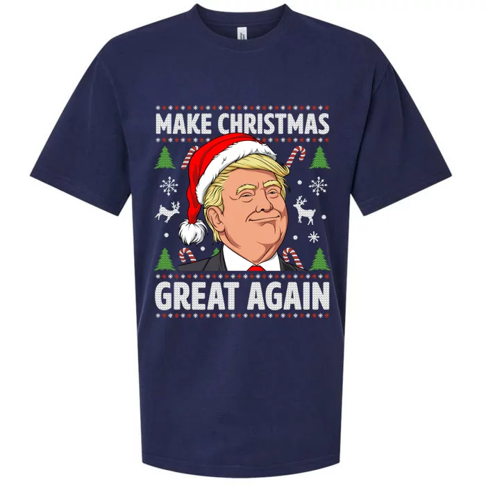 Make Christmas Great Again Funny Trump Ugly Christmas Sueded Cloud Jersey T-Shirt