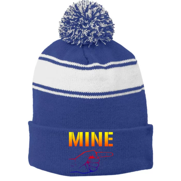 Mine Cool Gift Valentine's Day Meaningful Gift Stripe Pom Pom Beanie