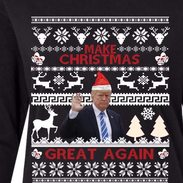 Make Christmas Great Again 2024 Trump Ugly Christmas Family Great Gift Womens Cotton Relaxed Long Sleeve T-Shirt