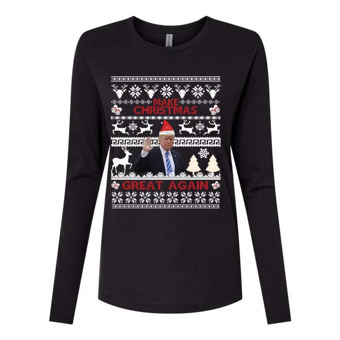 Make Christmas Great Again 2024 Trump Ugly Christmas Family Great Gift Womens Cotton Relaxed Long Sleeve T-Shirt