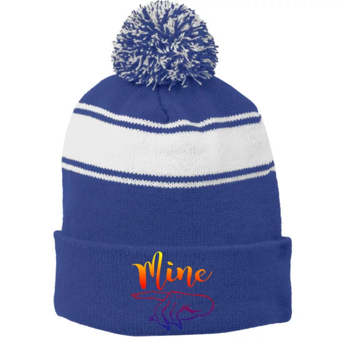 Mine Cute Gift Valentine's Day Gift Stripe Pom Pom Beanie