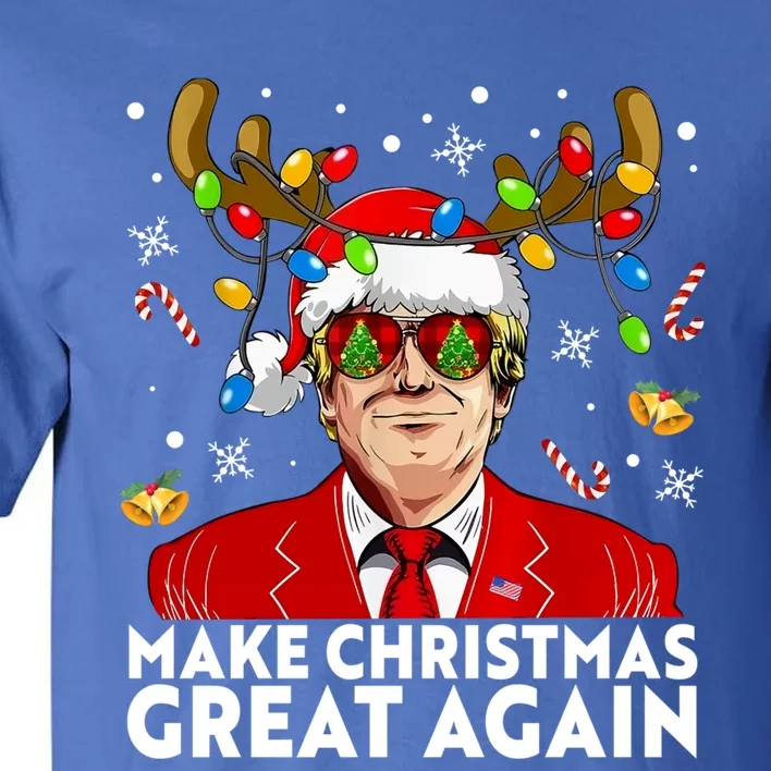 Make Christmas Great Again Funny Trump Reindeer Xmas Lights Cool Gift Tall T-Shirt