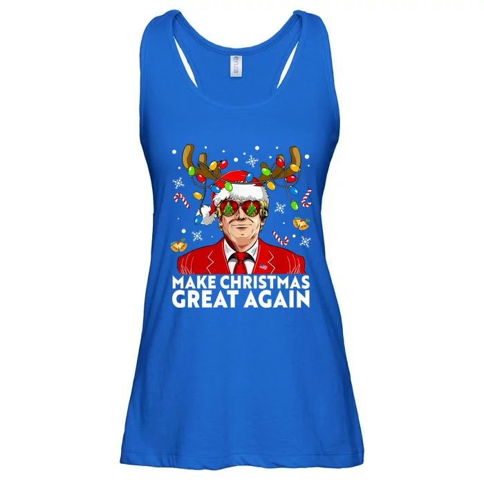 Make Christmas Great Again Funny Trump Reindeer Xmas Lights Cool Gift Ladies Essential Flowy Tank