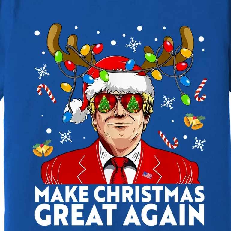 Make Christmas Great Again Funny Trump Reindeer Xmas Lights Cool Gift Premium T-Shirt