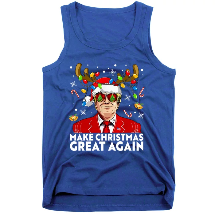 Make Christmas Great Again Funny Trump Reindeer Xmas Lights Cool Gift Tank Top