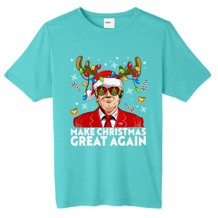 Make Christmas Great Again Funny Trump Reindeer Xmas Lights Cool Gift ChromaSoft Performance T-Shirt