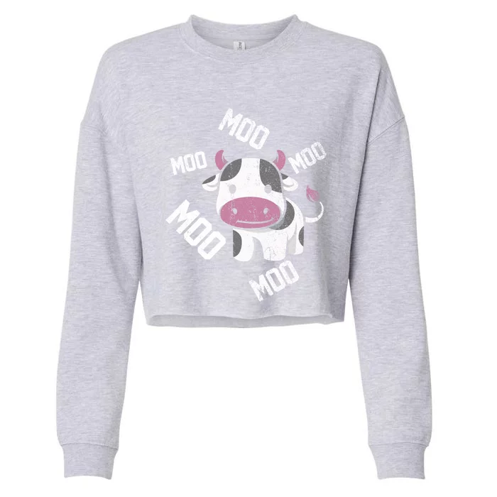 Moo Cow Gift Cropped Pullover Crew