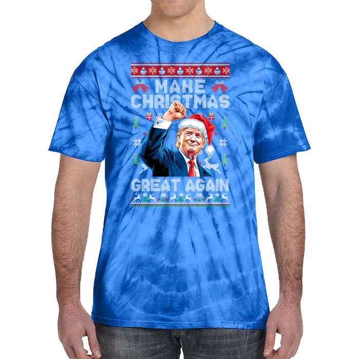 Make Christmas Great Again Funny Trump Ugly Christmas 2024 Gift Tie-Dye T-Shirt