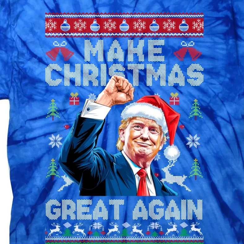 Make Christmas Great Again Funny Trump Ugly Christmas 2024 Gift Tie-Dye T-Shirt