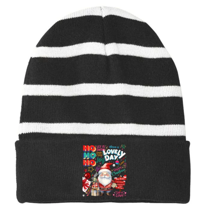 Merry Christmas Gnome Costume Santa Striped Beanie with Solid Band