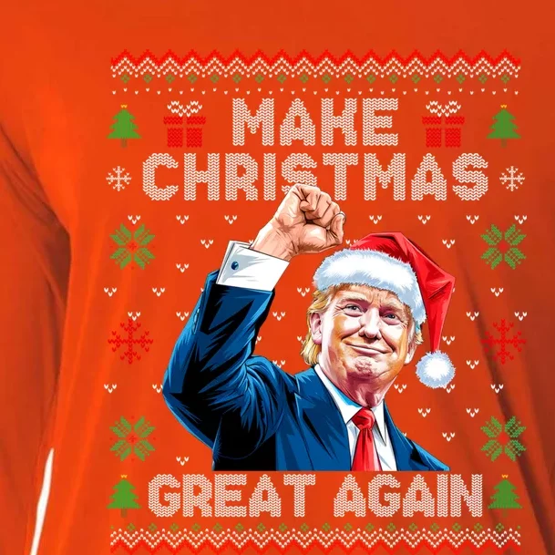 Make Christmas Great Again Funny Trump Ugly Christmas 2024 Gift Cooling Performance Long Sleeve Crew