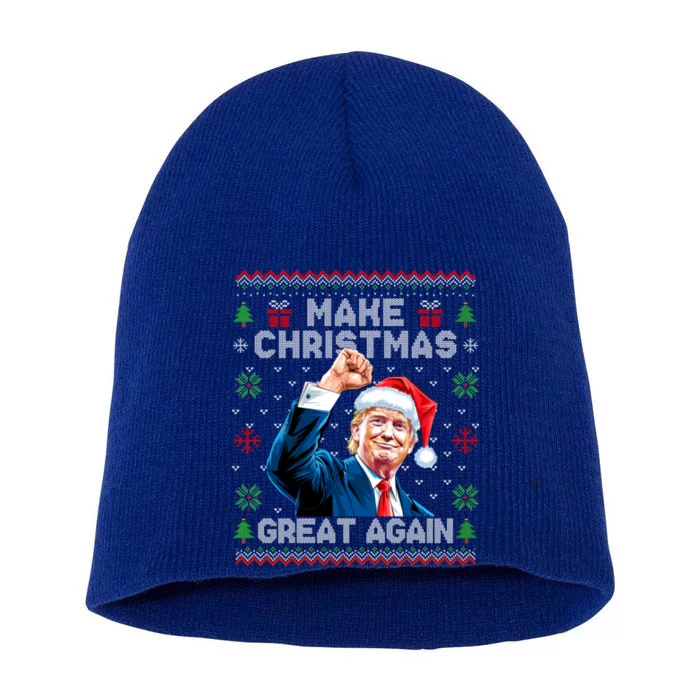 Make Christmas Great Again Funny Trump Ugly Christmas 2024 Gift Short Acrylic Beanie