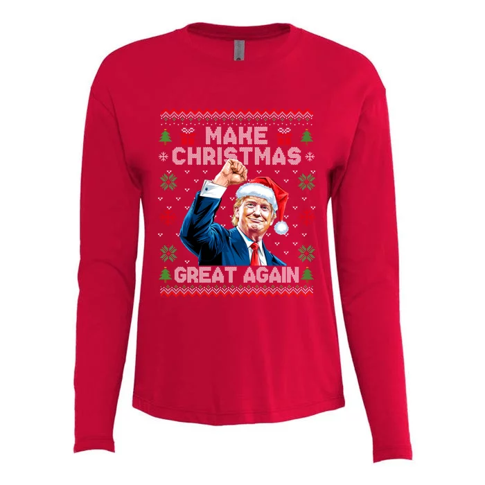 Make Christmas Great Again Funny Trump Ugly Christmas 2024 Gift Womens Cotton Relaxed Long Sleeve T-Shirt