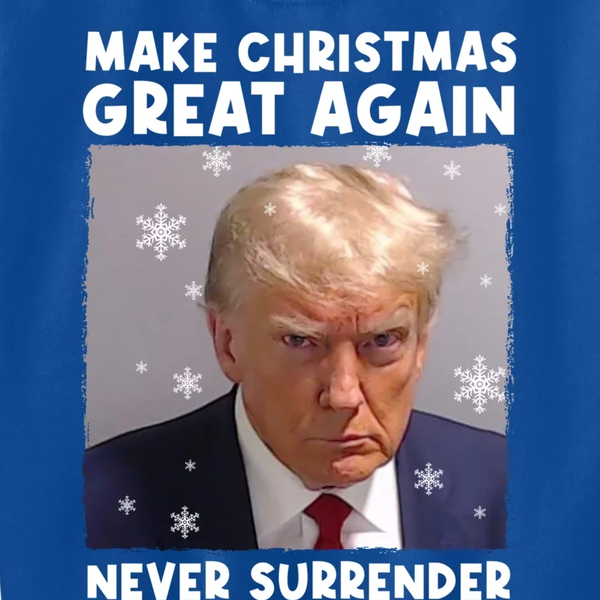 Make Christmas Great Again Trump Mug Shot Never Surrender Gift Kids Sweatshirt