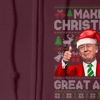 Make Christmas Great Again Funny Trump Xmas Snow Pajama Ugly Full Zip Hoodie