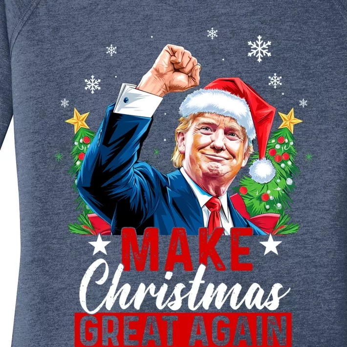 Make Christmas Great Again Funny Trump Ugly Christmas 2024 Cute Gift Women's Perfect Tri Tunic Long Sleeve Shirt