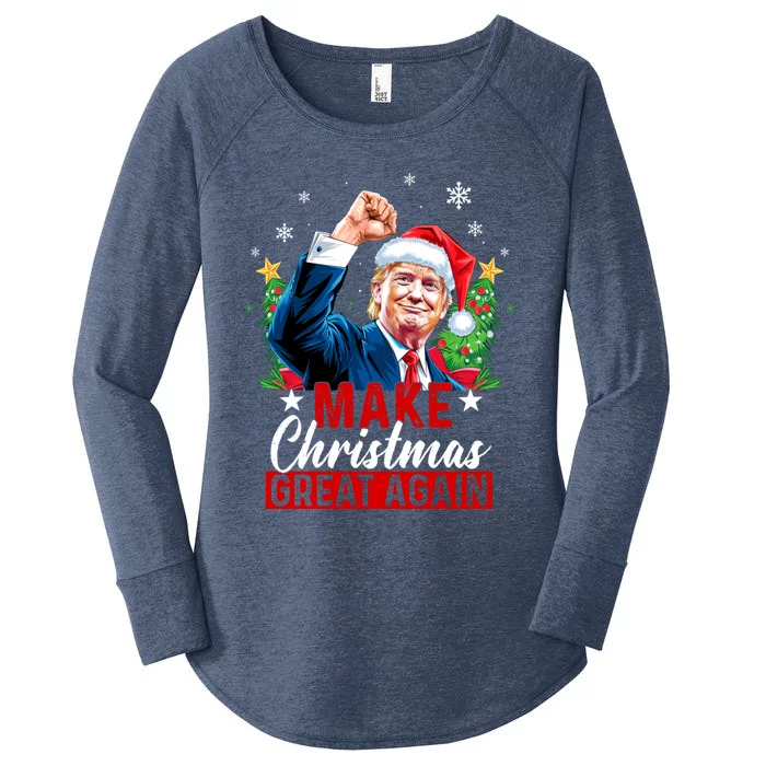 Make Christmas Great Again Funny Trump Ugly Christmas 2024 Cute Gift Women's Perfect Tri Tunic Long Sleeve Shirt