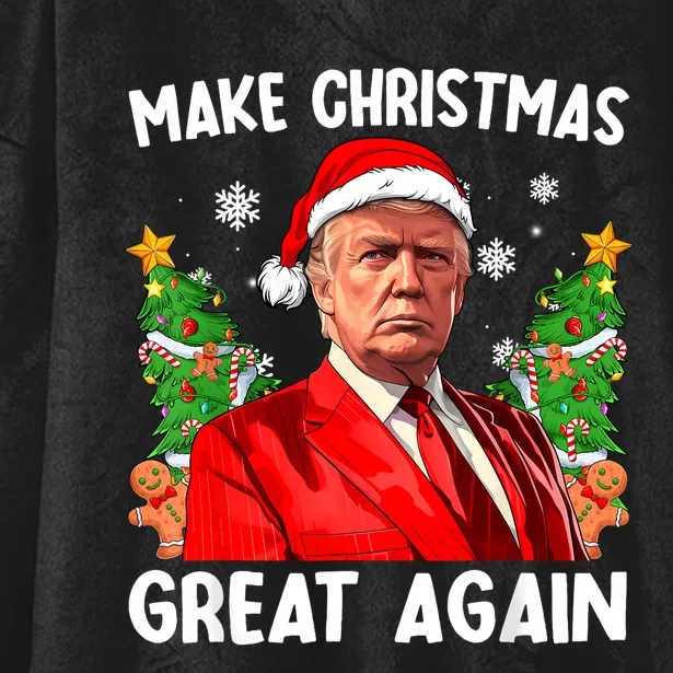 Make Christmas Great Again Funny Santa Trump 2024 Xmas Hooded Wearable Blanket