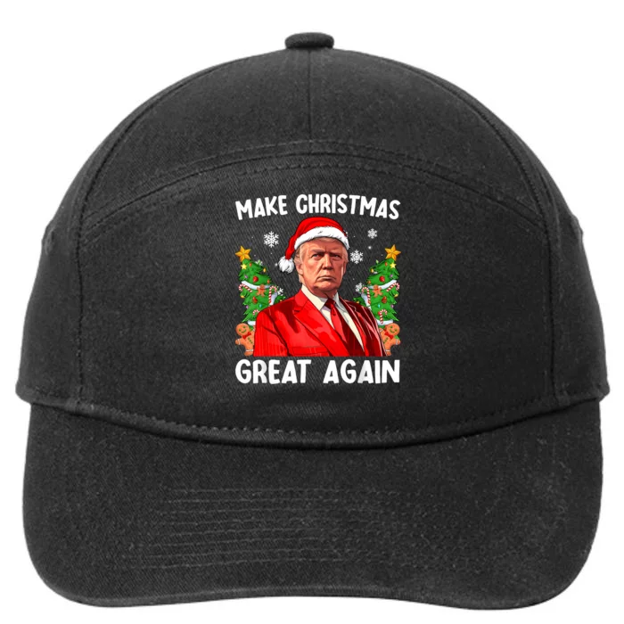 Make Christmas Great Again Funny Santa Trump 2024 Xmas 7-Panel Snapback Hat