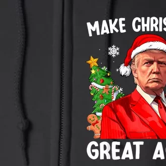 Make Christmas Great Again Funny Santa Trump 2024 Xmas Full Zip Hoodie