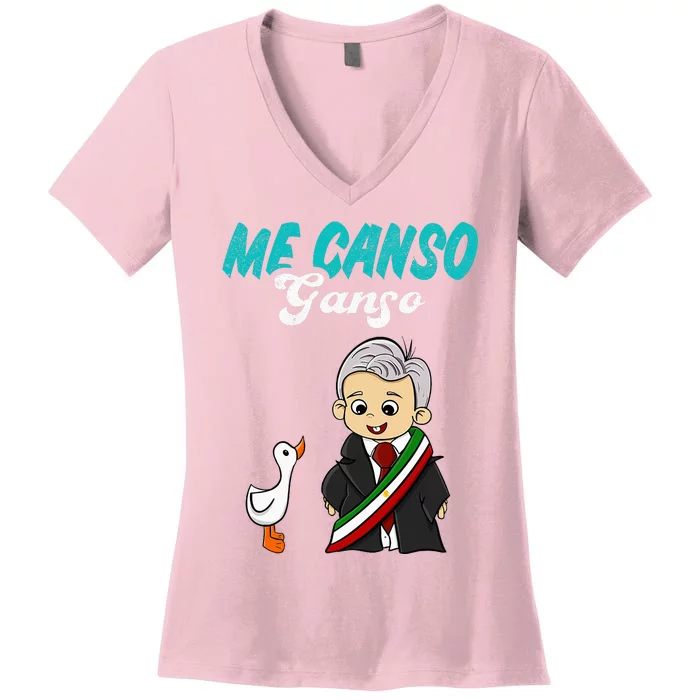 Me Canso Ganso Baby Amlo Cute Lopez Obrador Mexico Women's V-Neck T-Shirt