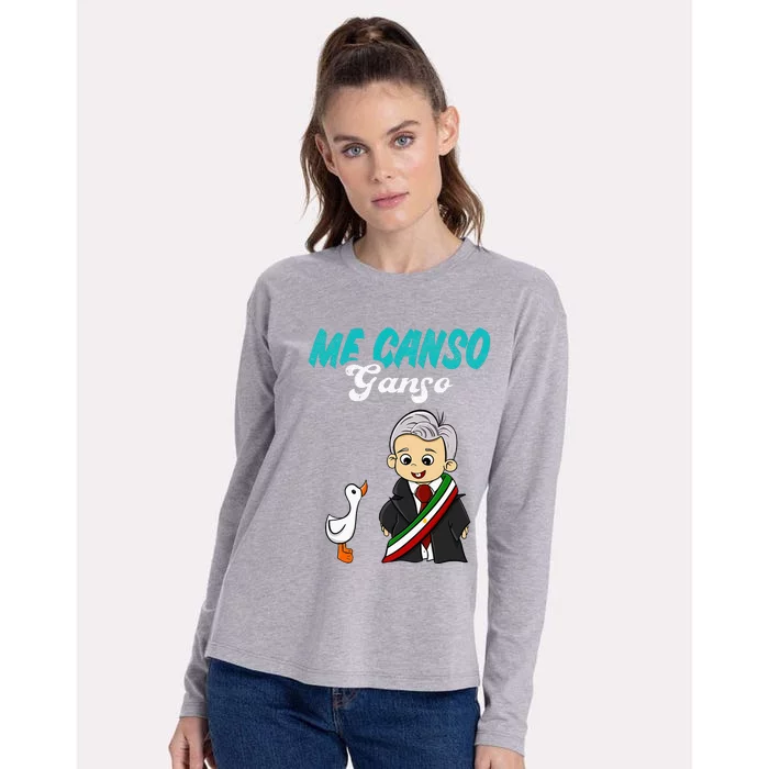 Me Canso Ganso Baby Amlo Cute Lopez Obrador Mexico Womens Cotton Relaxed Long Sleeve T-Shirt