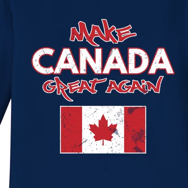 Make Canada Great Again Design Funny Canadian Flag Mcga Funny Gift Baby Long Sleeve Bodysuit