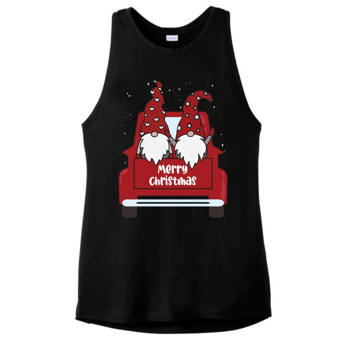 Merry Christmas Gnome Holiday Cute Ladies Tri-Blend Wicking Tank