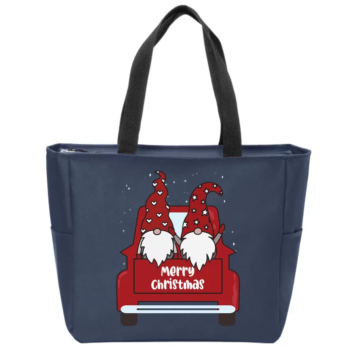 Merry Christmas Gnome Holiday Cute Zip Tote Bag