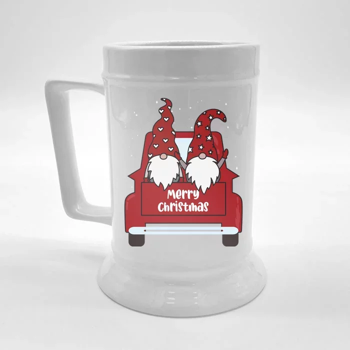 Merry Christmas Gnome Holiday Cute Front & Back Beer Stein