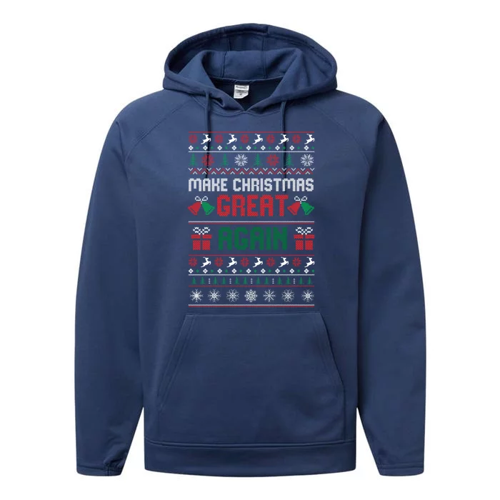 Make Christmas Great Again Ugly Christmas Family Matching Funny Gift Performance Fleece Hoodie