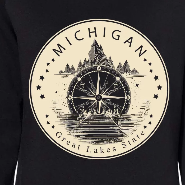 Michigan Compass Great Lake State MI Pride USA Womens California Wash Sweatshirt