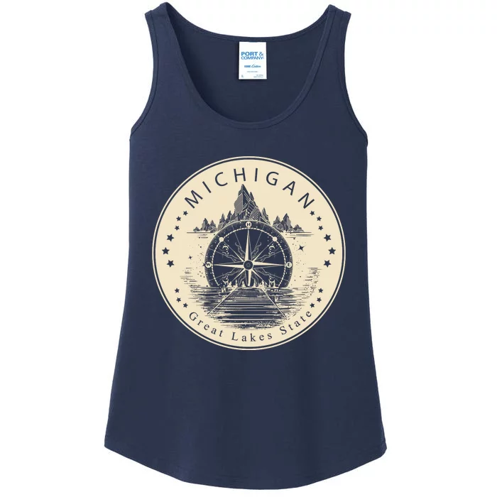 Michigan Compass Great Lake State MI Pride USA Ladies Essential Tank