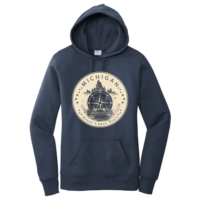 Michigan Compass Great Lake State MI Pride USA Women's Pullover Hoodie