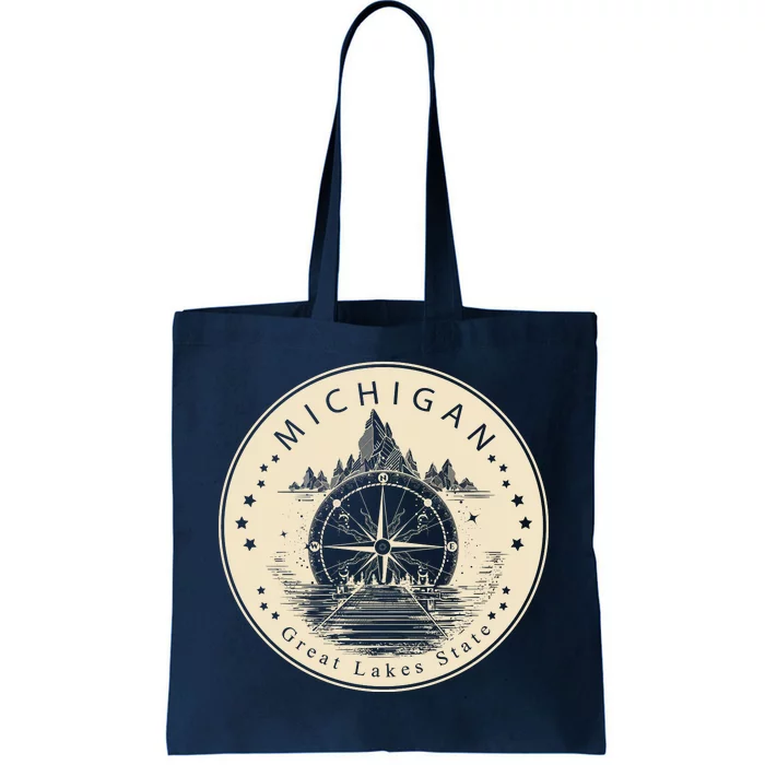 Michigan Compass Great Lake State MI Pride USA Tote Bag